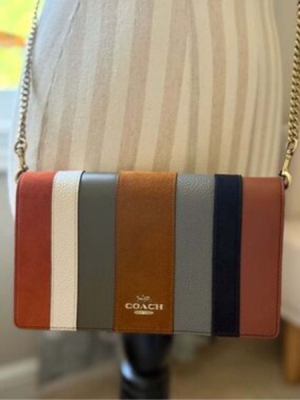 Coach Multicolor Patch Stripe Crossbody Chain Bag Vintage